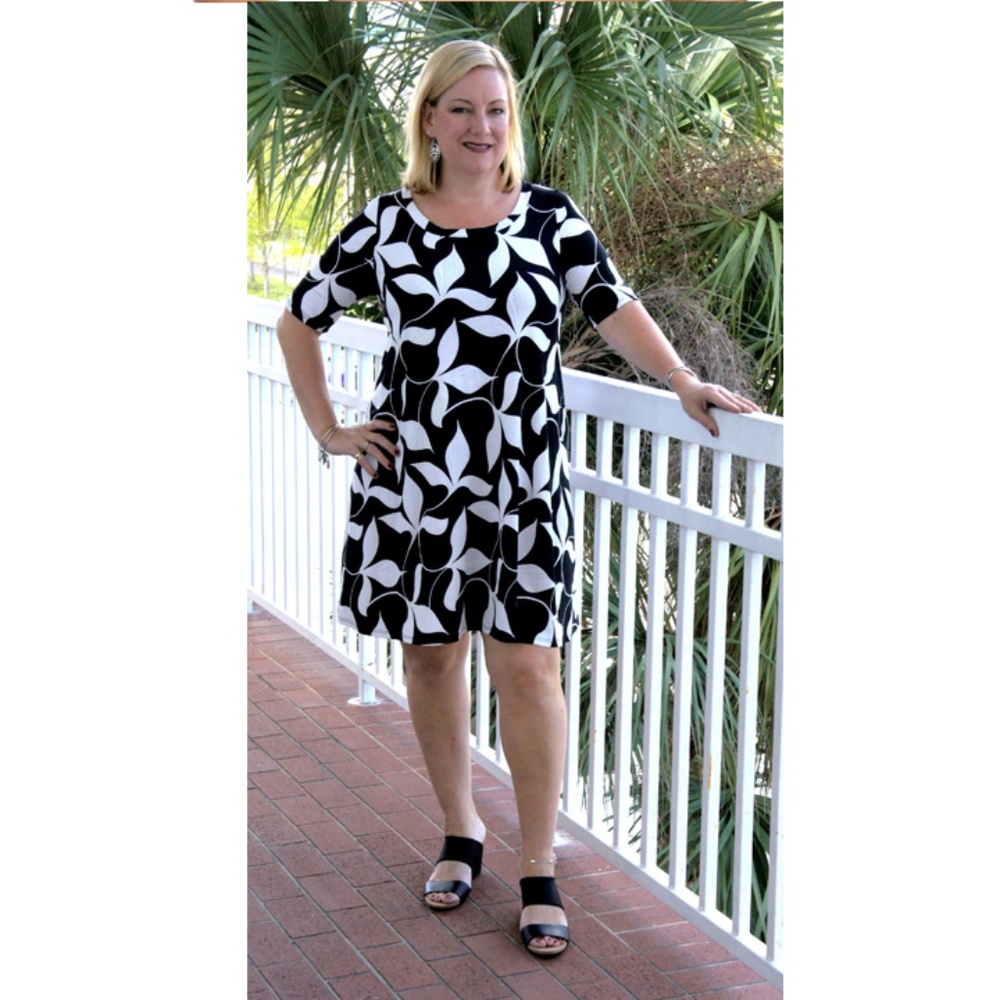 Plus Size Black and White Swing Dress
